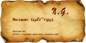 Neiman Györgyi névjegykártya